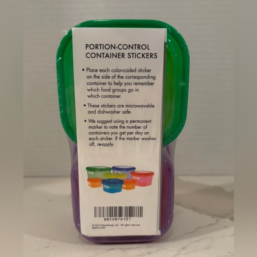 NIP Beachbody Color-Coded Portion Control Container Set w/Stickers; 7 Sizes - Picture 2 of 4